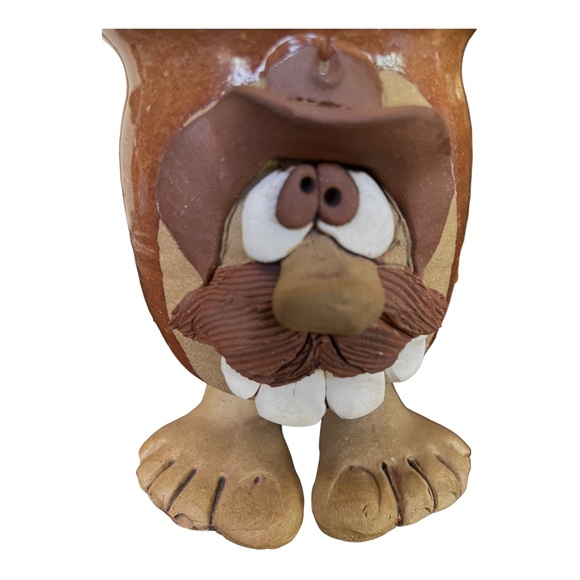 Vintage 3D Stoneware “Troll Mug” Moustache Big Feet by Robert Karlinsey - Picture 2 of 6
